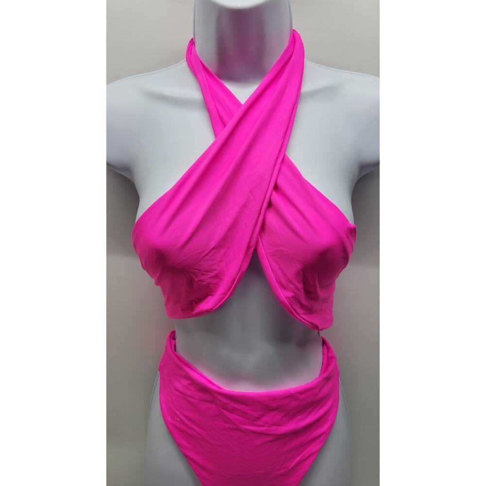 Frankies Bikinis Dorothy Halter Cutout One-Piece Swimsuit in Watermelon Small - Picture 5 of 10